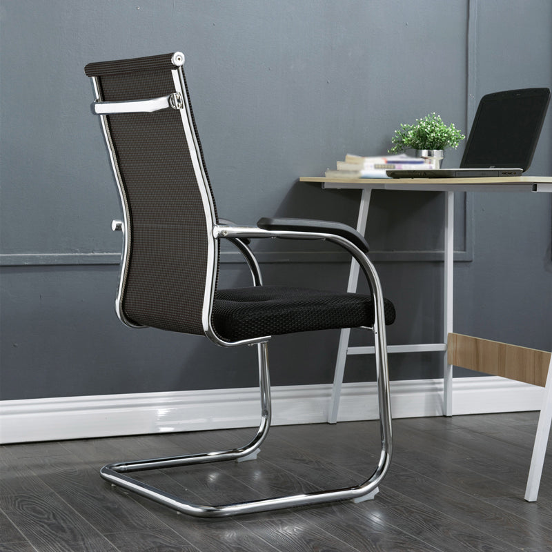 Modern Style Microfiber Office Chair Chrome Metal Base Desk Chair