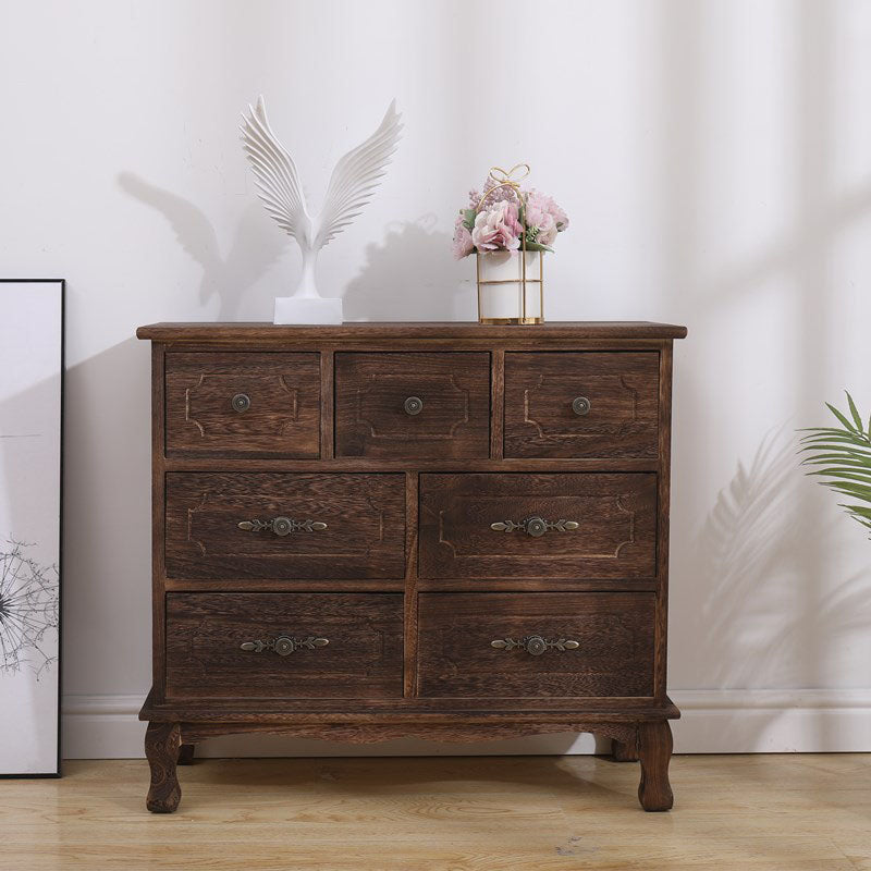 Brown Storage Chest Dresser Traditional Style Vertical Storage Chest with Drawers