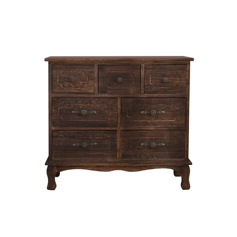 Brown Storage Chest Dresser Traditional Style Vertical Storage Chest with Drawers