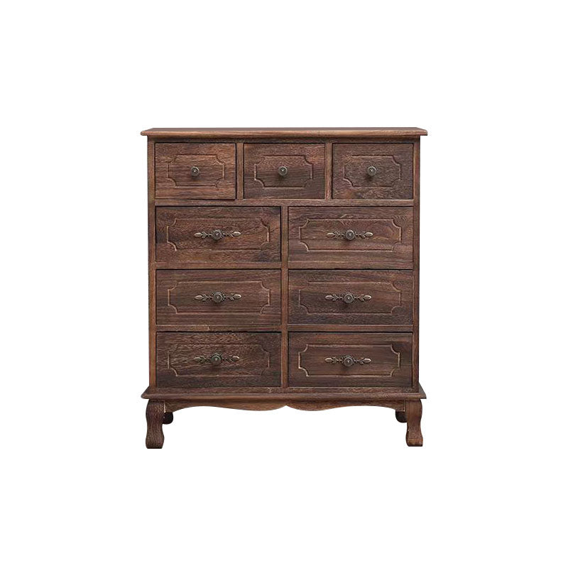 Brown Storage Chest Dresser Traditional Style Vertical Storage Chest with Drawers