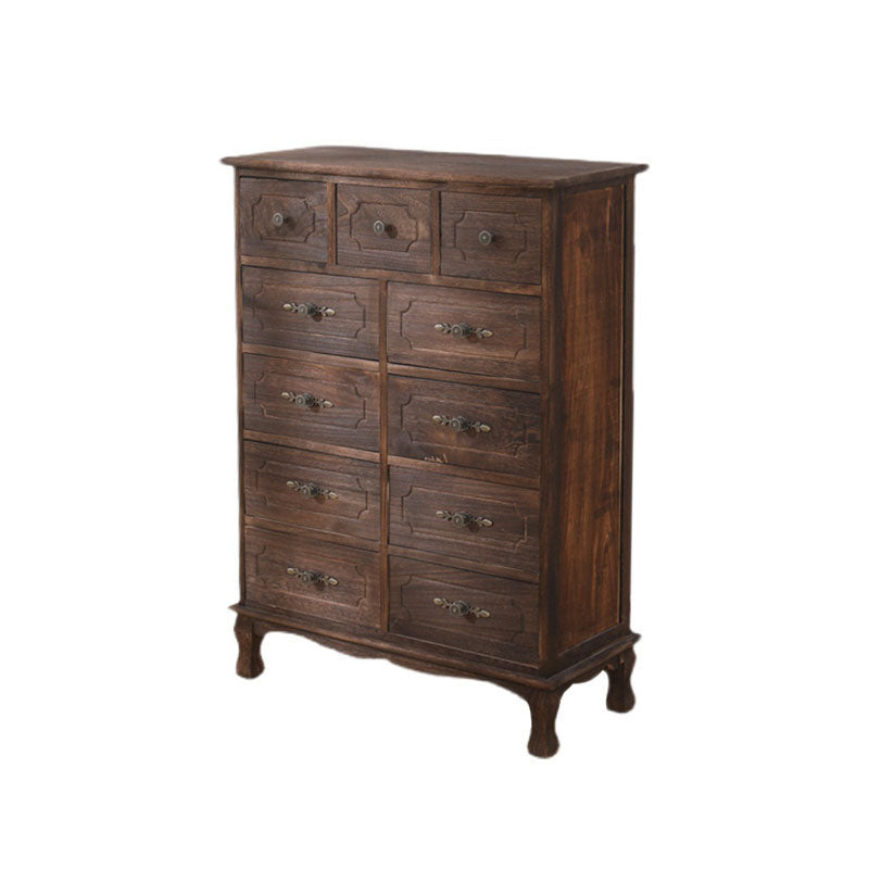 Brown Storage Chest Dresser Traditional Style Vertical Storage Chest with Drawers