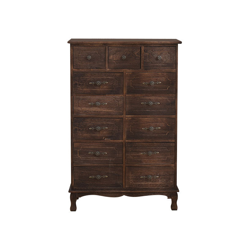 Brown Storage Chest Dresser Traditional Style Vertical Storage Chest with Drawers