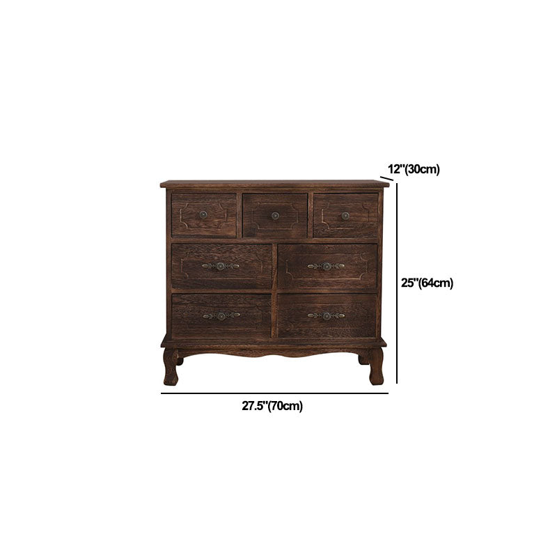 Brown Storage Chest Dresser Traditional Style Vertical Storage Chest with Drawers