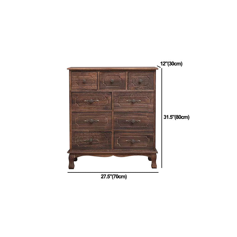 Brown Storage Chest Dresser Traditional Style Vertical Storage Chest with Drawers