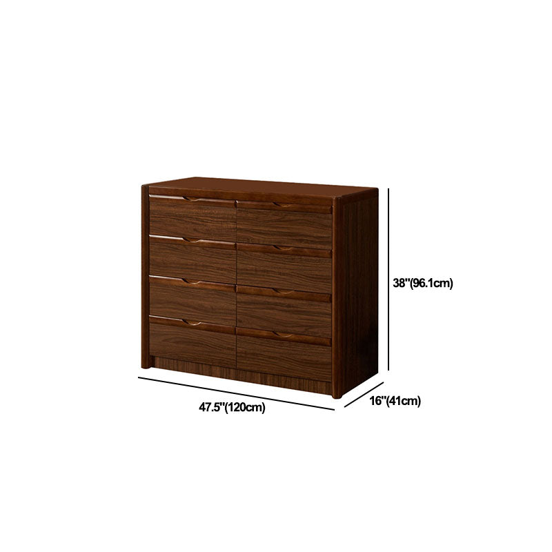 Brown Storage Chest Dresser Traditional Style Solid Wood Double Dresser with Drawers