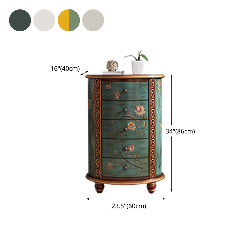 Traditional Style Oval Lingerie Chest Vertical Wooden Storage Chest with 5 Drawers