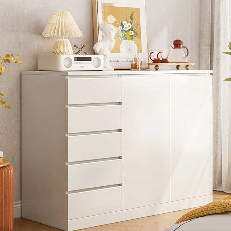 Modern Style Chest Wooden Storage Chest with Drawers in White and Brown