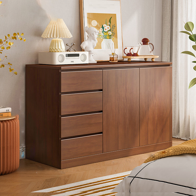 Modern Style Chest Wooden Storage Chest with Drawers in White and Brown