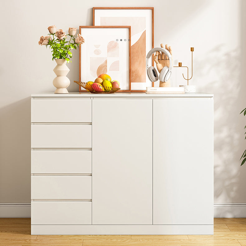 Modern Style Chest Wooden Storage Chest with Drawers in White and Brown