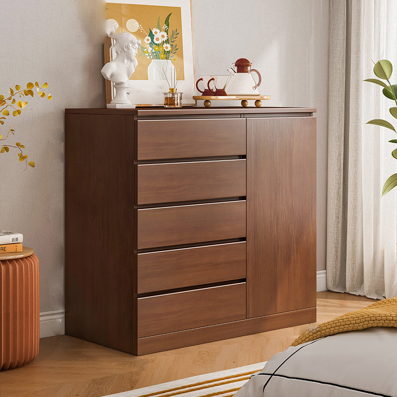 Modern Style Chest Wooden Storage Chest with Drawers in White and Brown