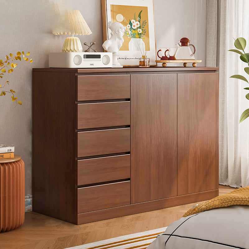 Modern Style Chest Wooden Storage Chest with Drawers in White and Brown