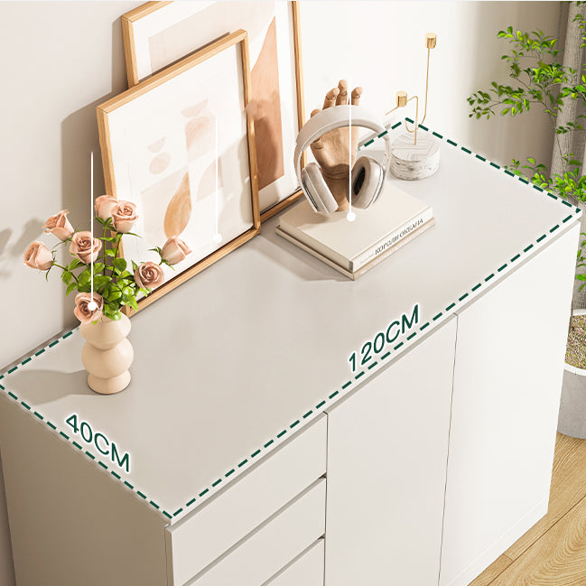 Modern Style Chest Wooden Storage Chest with Drawers in White and Brown