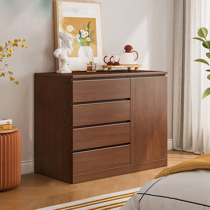 Modern Style Chest Wooden Storage Chest with Drawers in White and Brown