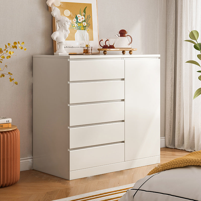 Modern Style Chest Wooden Storage Chest with Drawers in White and Brown