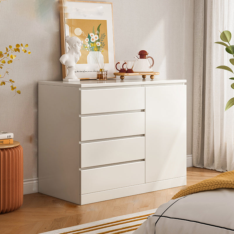 Modern Style Chest Wooden Storage Chest with Drawers in White and Brown