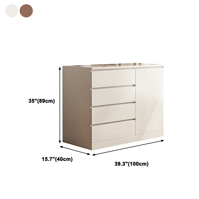 Modern Style Chest Wooden Storage Chest with Drawers in White and Brown