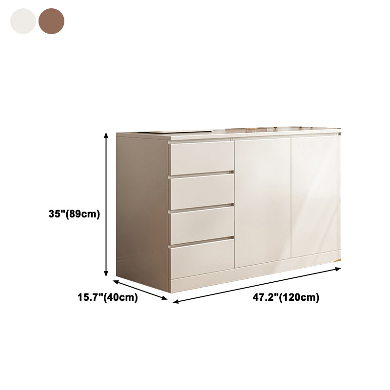 Modern Style Chest Wooden Storage Chest with Drawers in White and Brown