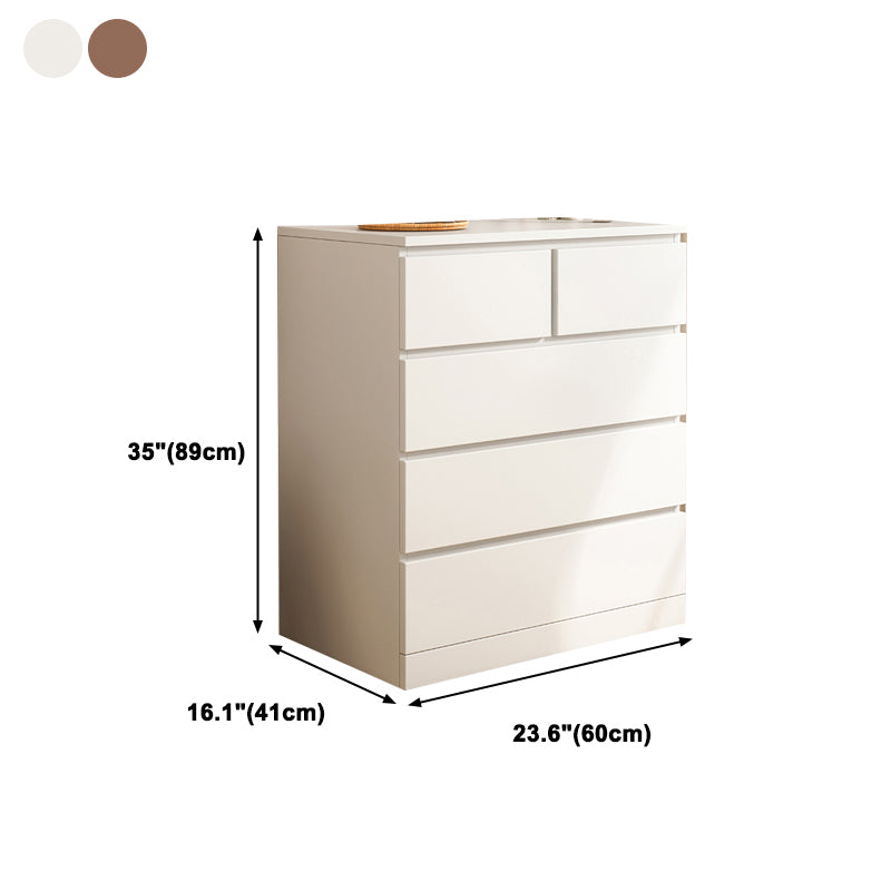 Modern Style Chest Wooden Storage Chest with Drawers in White and Brown