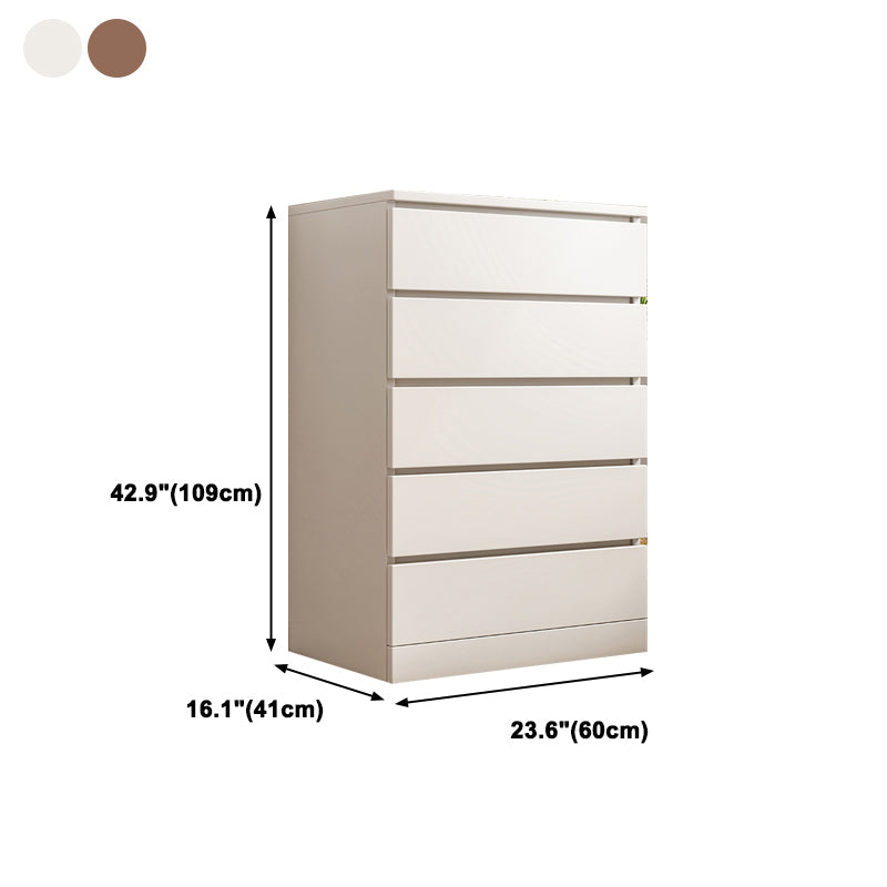 Modern Style Chest Wooden Storage Chest with Drawers in White and Brown