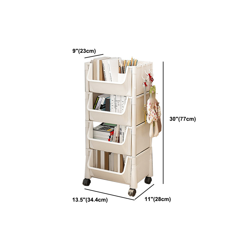 11.2" Wide Bookcase with Multi Shelves in White Bookcase for Living Room