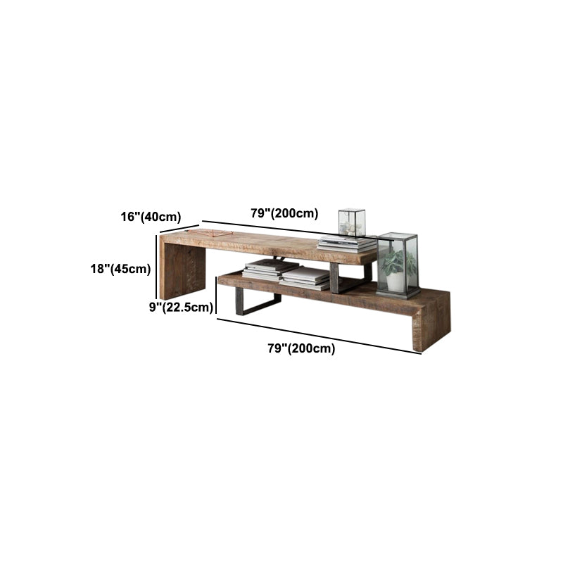 17.72"H TV Stand Industrial Style Open Storage TV Console with 2-shelf