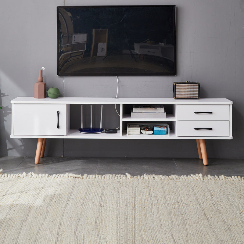 Solid Wood TV Stand & Media Console , Open Storage TV Console with Drawers