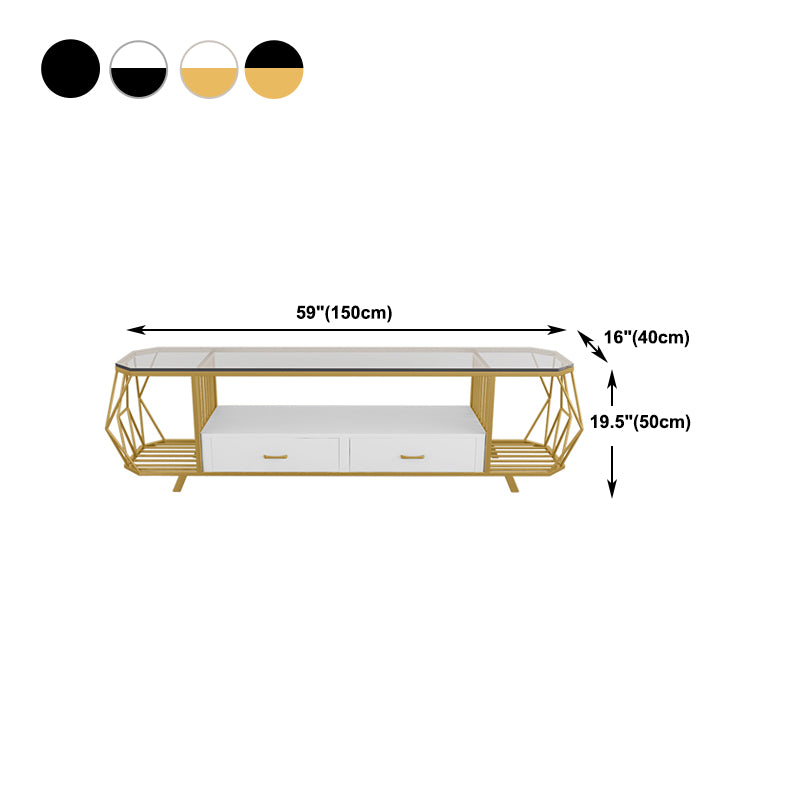 Glass Open Shelving TV Stand Luxury Style TV Cabinet with Drawers