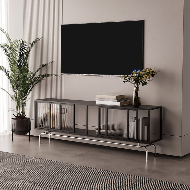 Metal Enclosed Storage TV Stand Industrial TV Cabinet with Splayed Legs