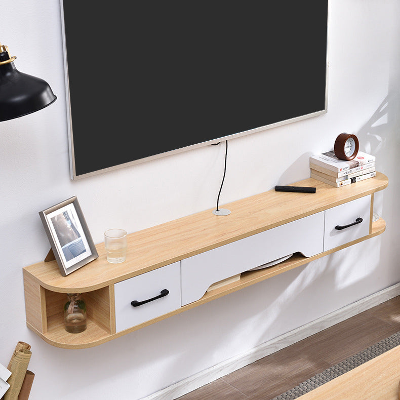 Wall Mounted Floating TV Media Console , Solid Wood Modern TV Console