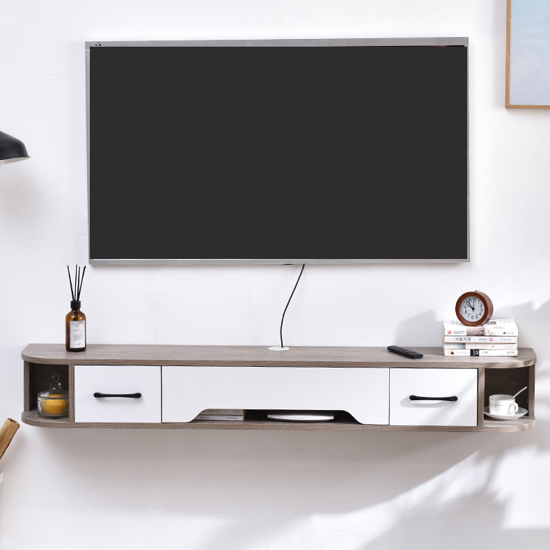 Wall Mounted Floating TV Media Console , Solid Wood Modern TV Console