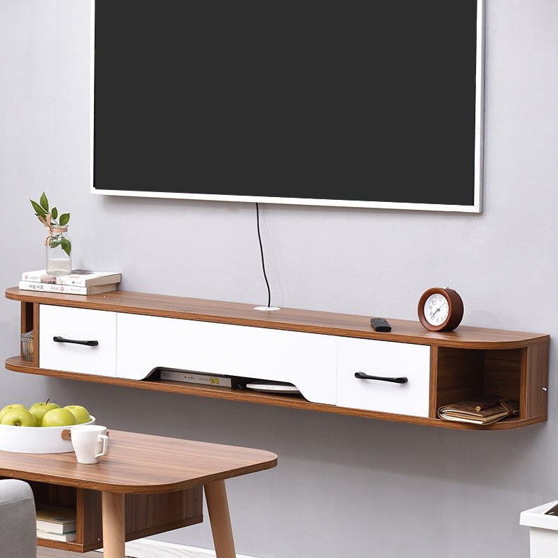 Wall Mounted Floating TV Media Console , Solid Wood Modern TV Console