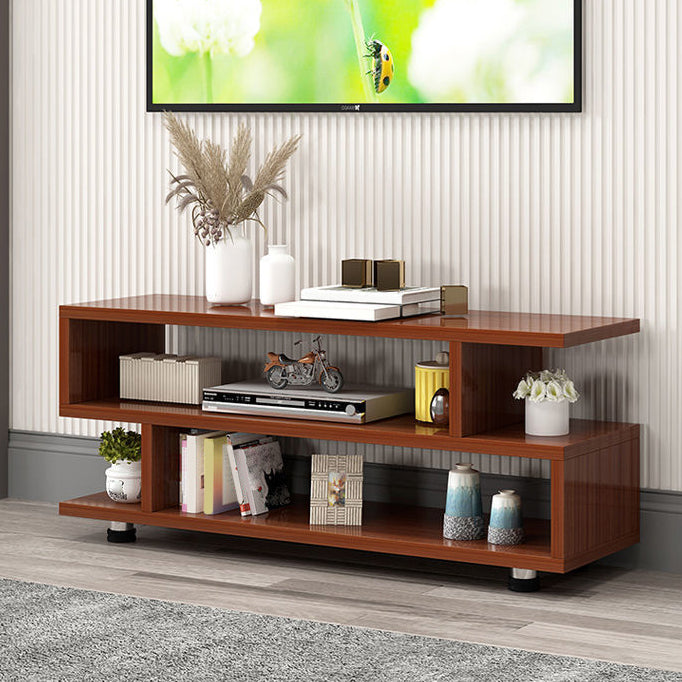 Modern Open Storage TV Console , Wood and Metal TV Stand in Wood Finish