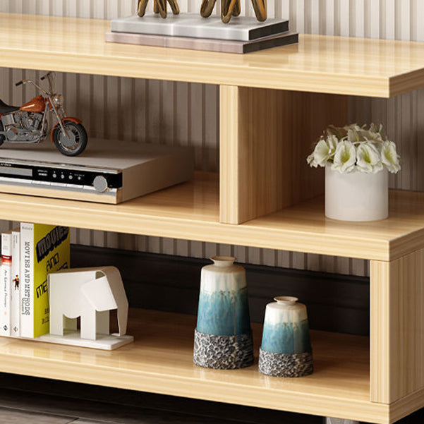 Modern Open Storage TV Console , Wood and Metal TV Stand in Wood Finish