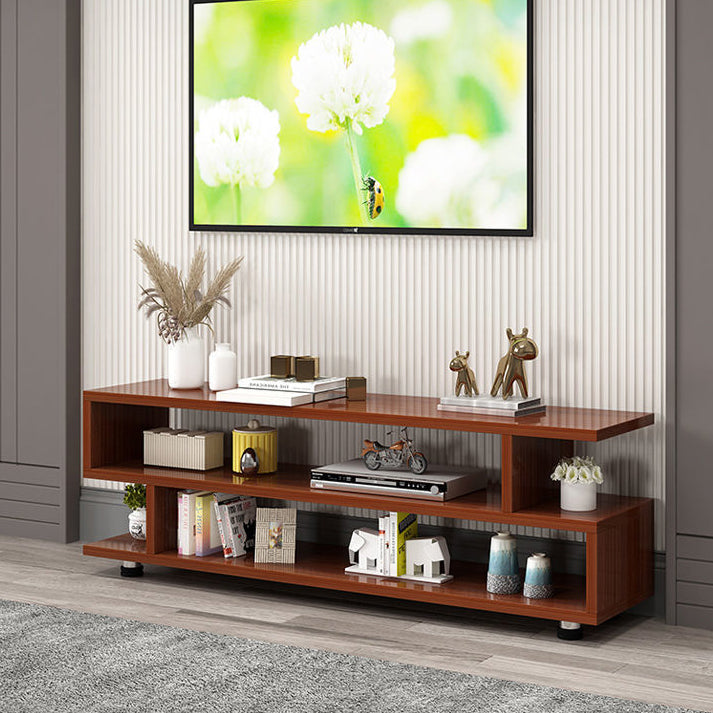 Modern Open Storage TV Console , Wood and Metal TV Stand in Wood Finish