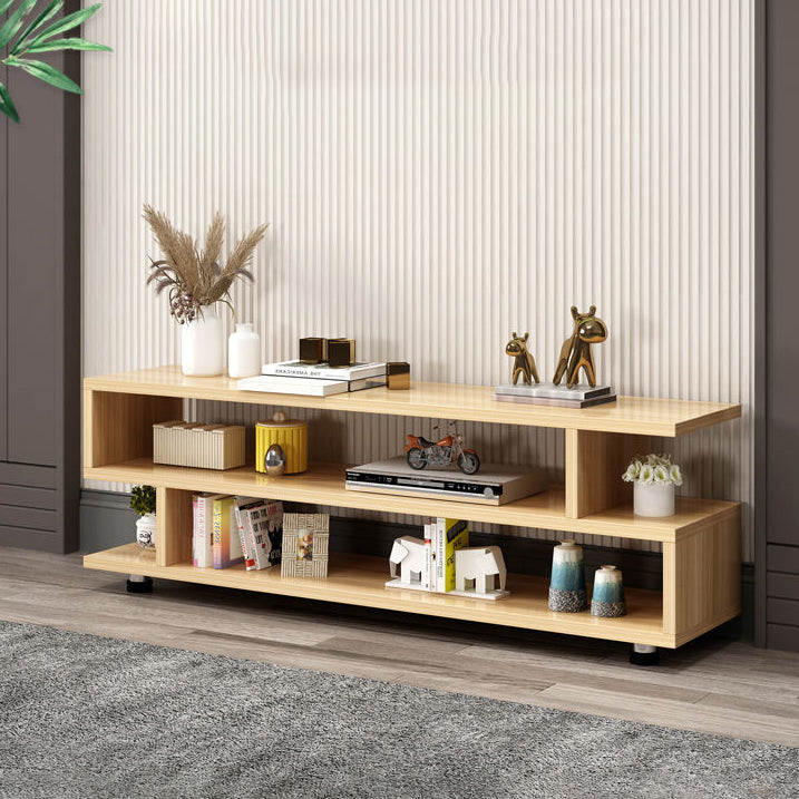 Modern Open Storage TV Console , Wood and Metal TV Stand in Wood Finish