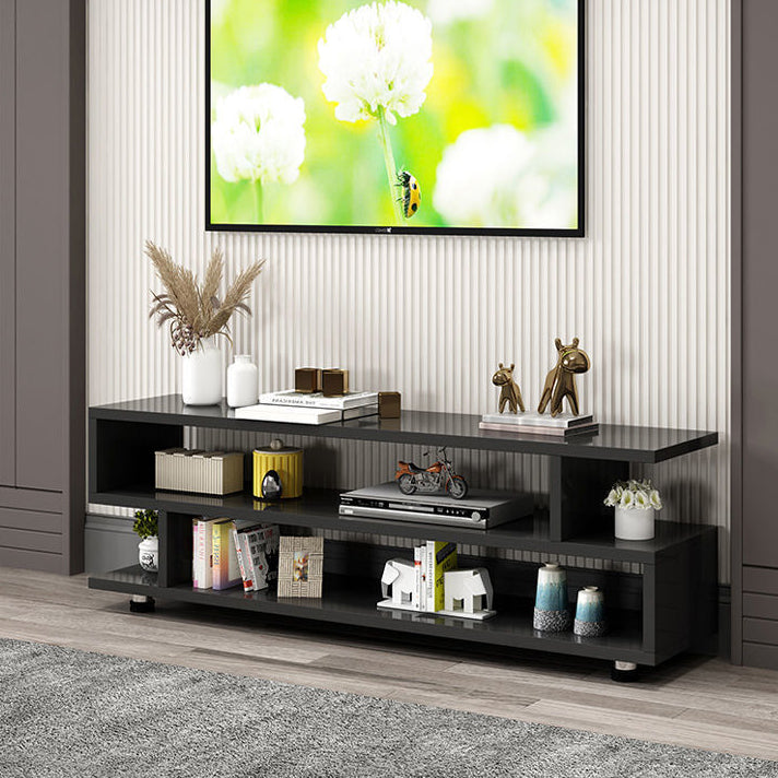 Modern Open Storage TV Console , Wood and Metal TV Stand in Wood Finish