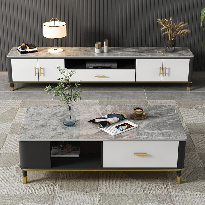 Home TV Storage Luxury Sintered Stone TV Cabinet with Splayed Legs