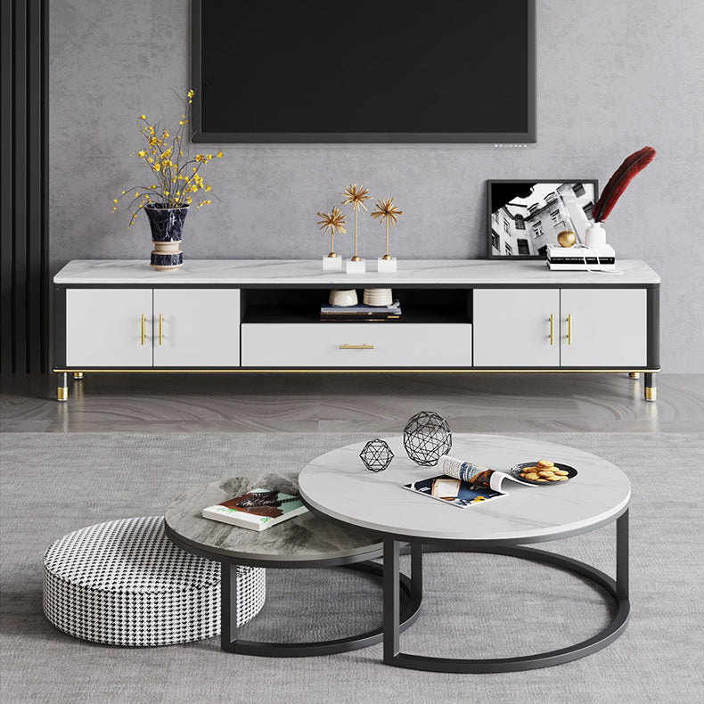 Home TV Storage Luxury Sintered Stone TV Cabinet with Splayed Legs