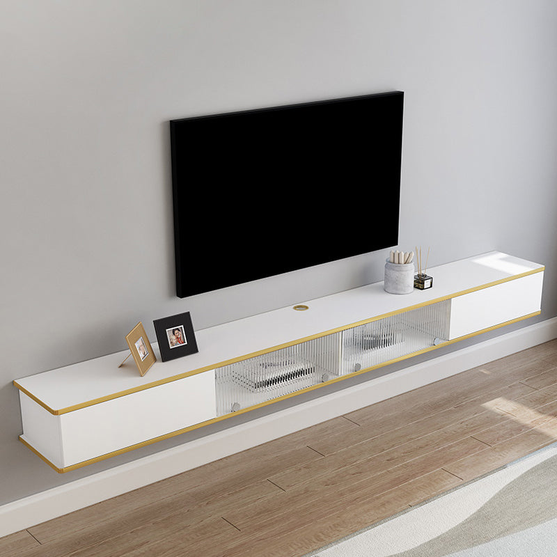 Contemporary Style White TV Stand Faux Wood Wall-mounted TV Cabinet