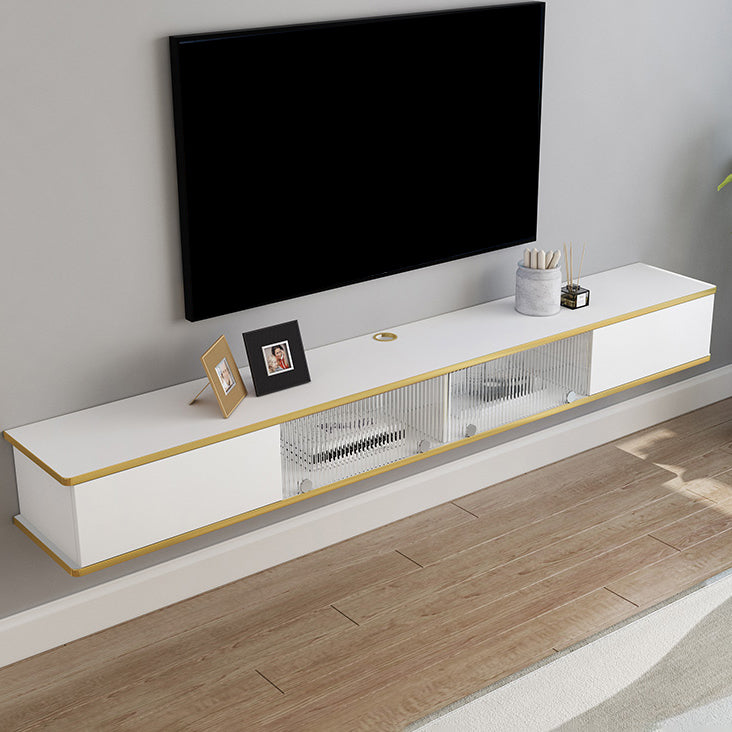 Contemporary Style White TV Stand Faux Wood Wall-mounted TV Cabinet