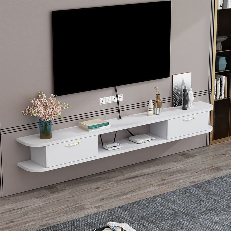 8.7 Inch D Faux Wood TV Stand , Minimalist TV Stand Console with 2 Storages Included