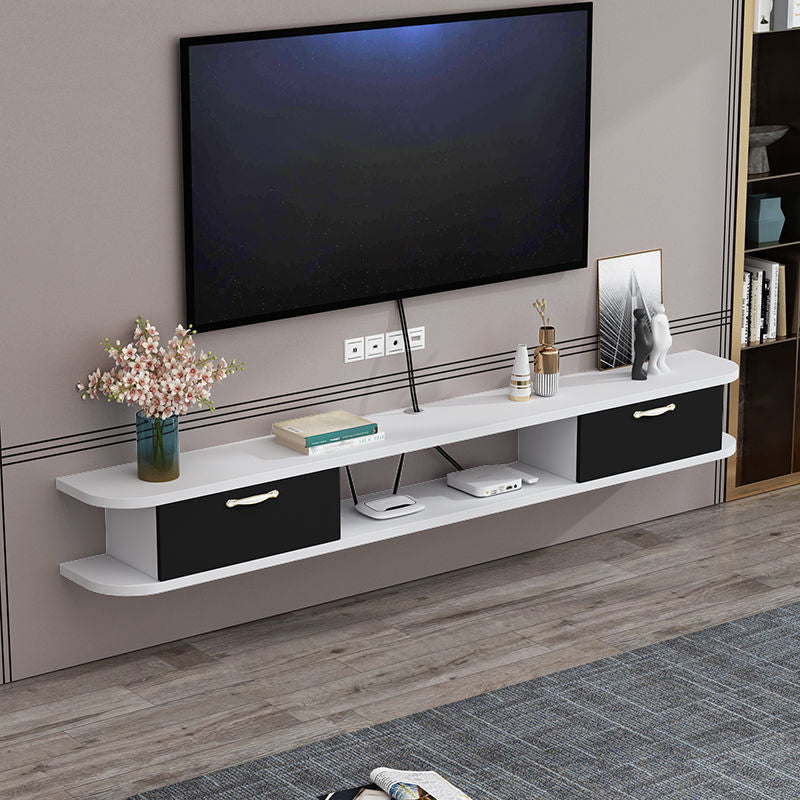 8.7 Inch D Faux Wood TV Stand , Minimalist TV Stand Console with 2 Storages Included