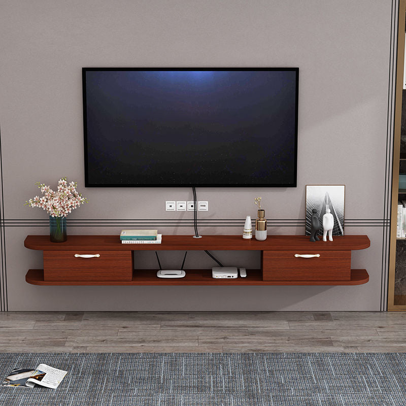 8.7 Inch D Faux Wood TV Stand , Minimalist TV Stand Console with 2 Storages Included