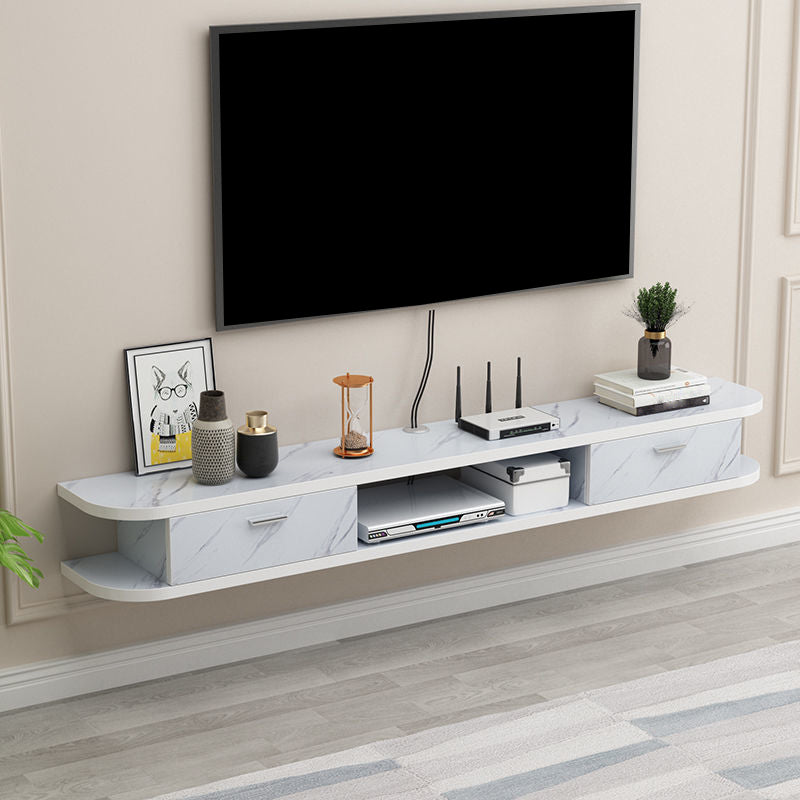 8.7 Inch D Faux Wood TV Stand , Minimalist TV Stand Console with 2 Storages Included