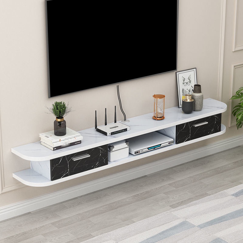 8.7 Inch D Faux Wood TV Stand , Minimalist TV Stand Console with 2 Storages Included