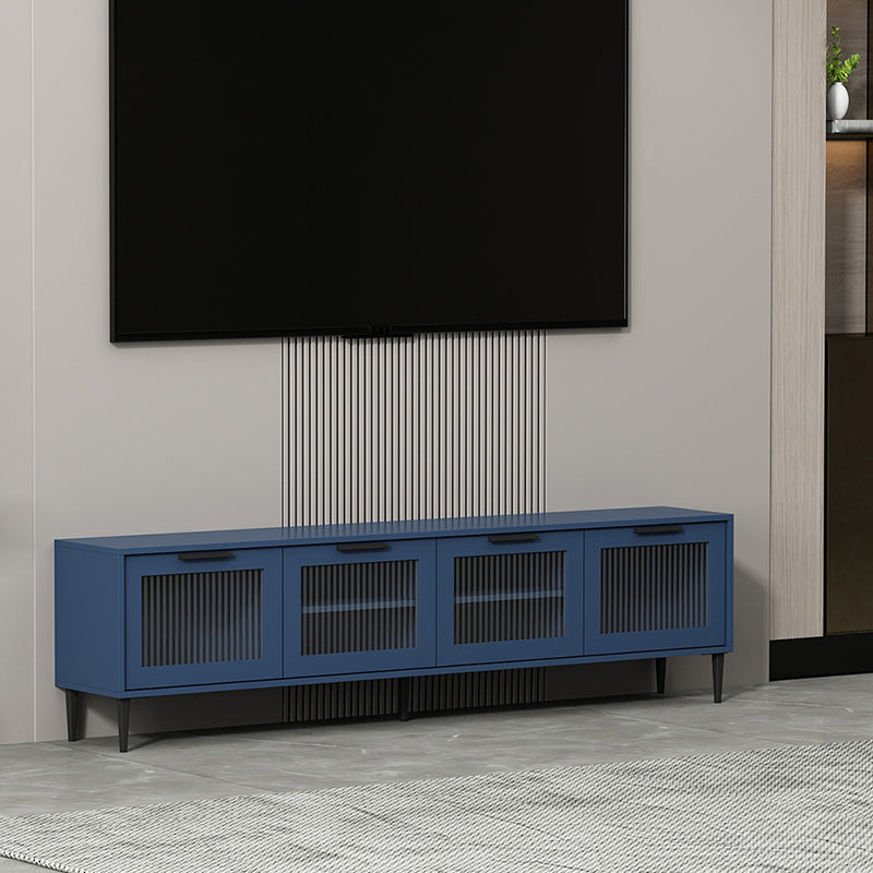 Scandinavian Enclosed Storage TV Stand Faux Wood TV Cabinet with 4 Doors