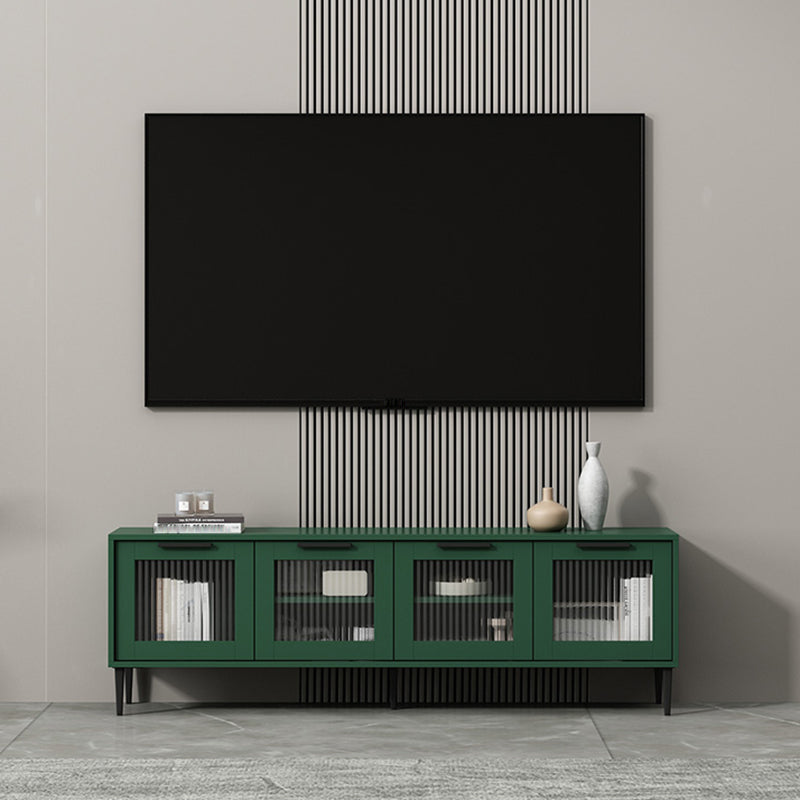 Scandinavian Enclosed Storage TV Stand Faux Wood TV Cabinet with 4 Doors