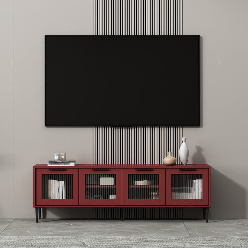 Scandinavian Enclosed Storage TV Stand Faux Wood TV Cabinet with 4 Doors