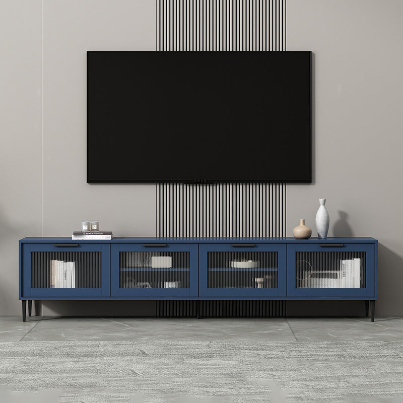 Scandinavian Enclosed Storage TV Stand Faux Wood TV Cabinet with 4 Doors