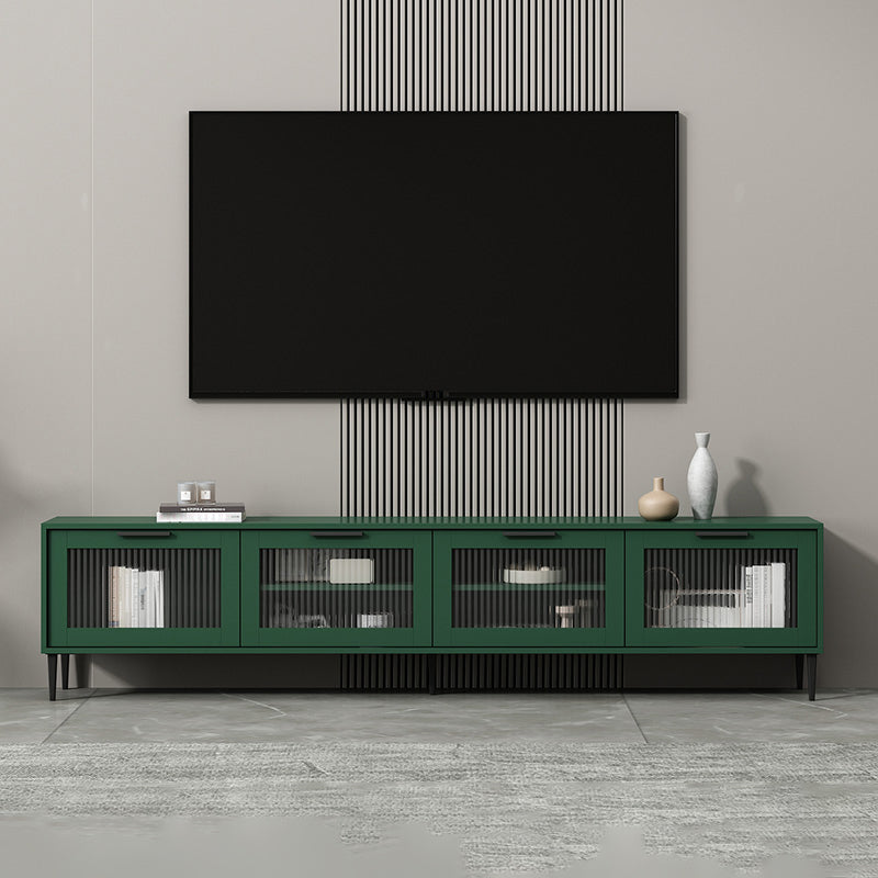 Scandinavian Enclosed Storage TV Stand Faux Wood TV Cabinet with 4 Doors